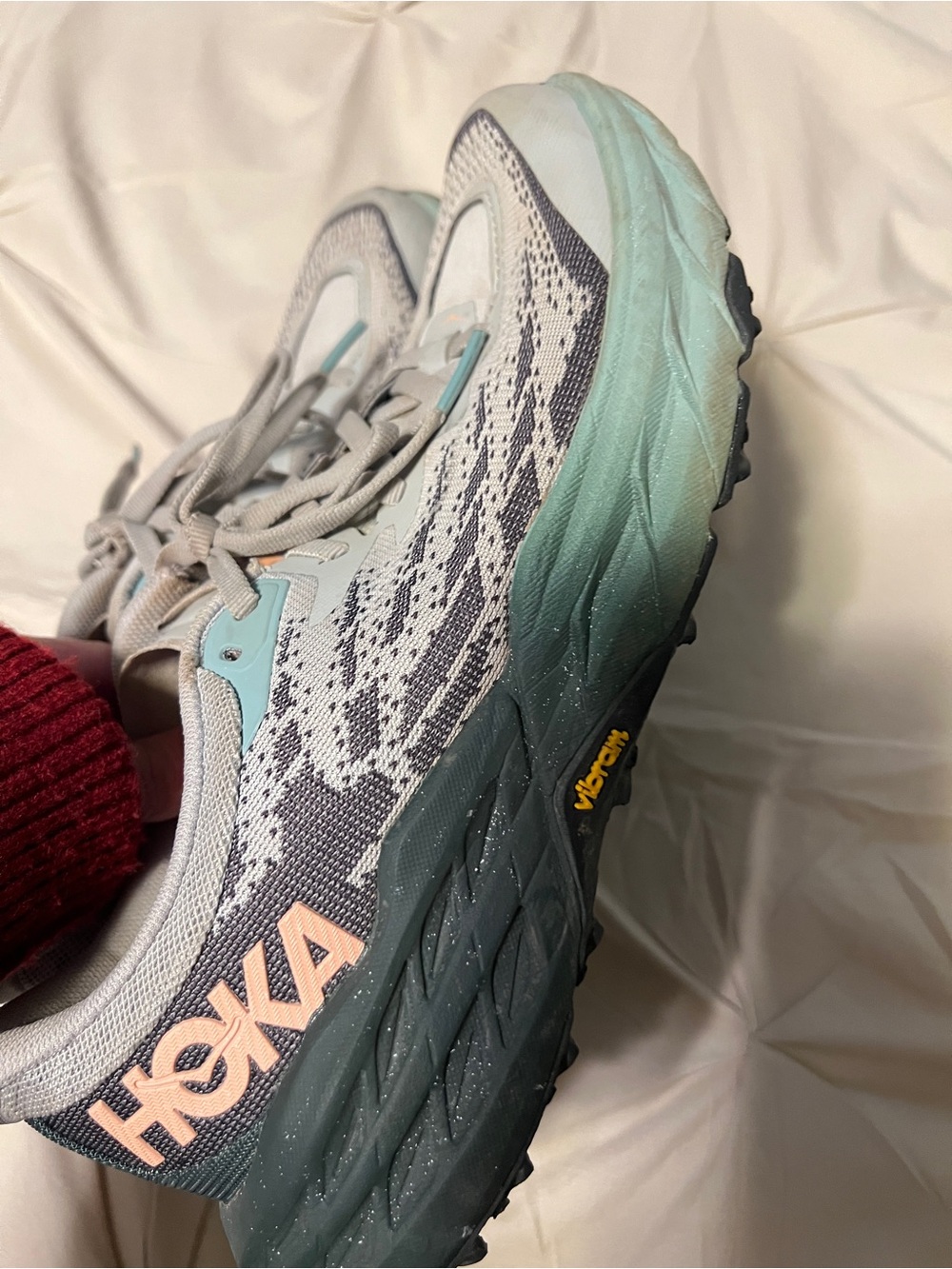 Hoka Women's Athletic Shoes in Light Gray and Mint - Picture 5 of 10